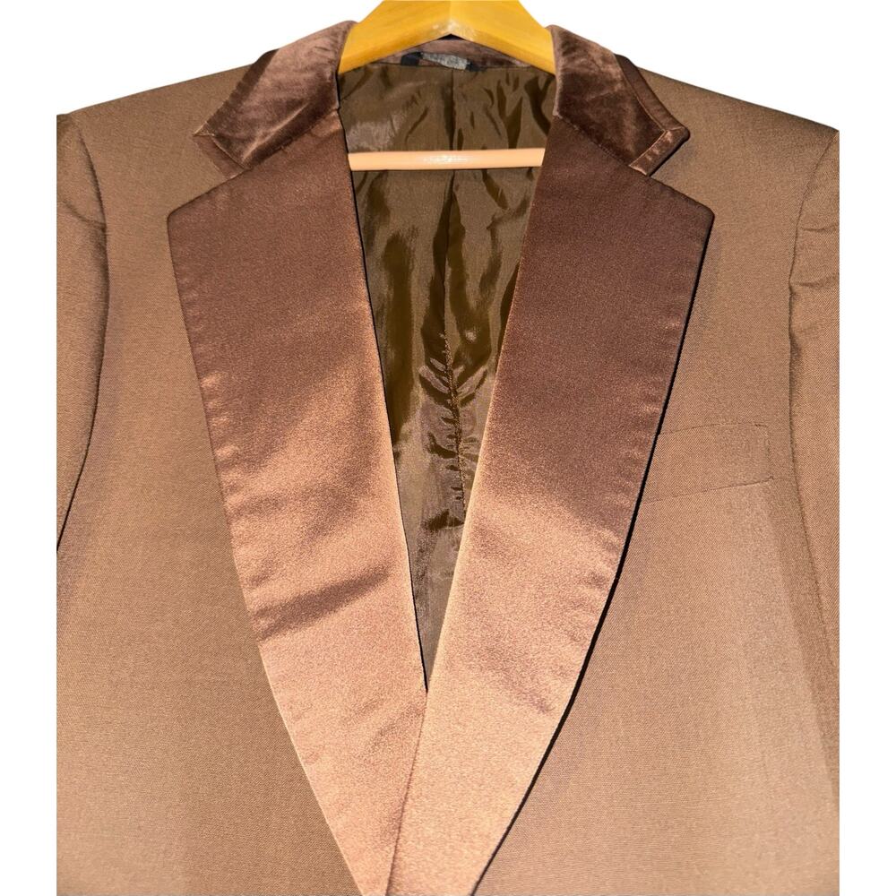 Vintage 70s After Six Blazer Sport Coat 40R Satin Trim Formal Wedding Fall Event